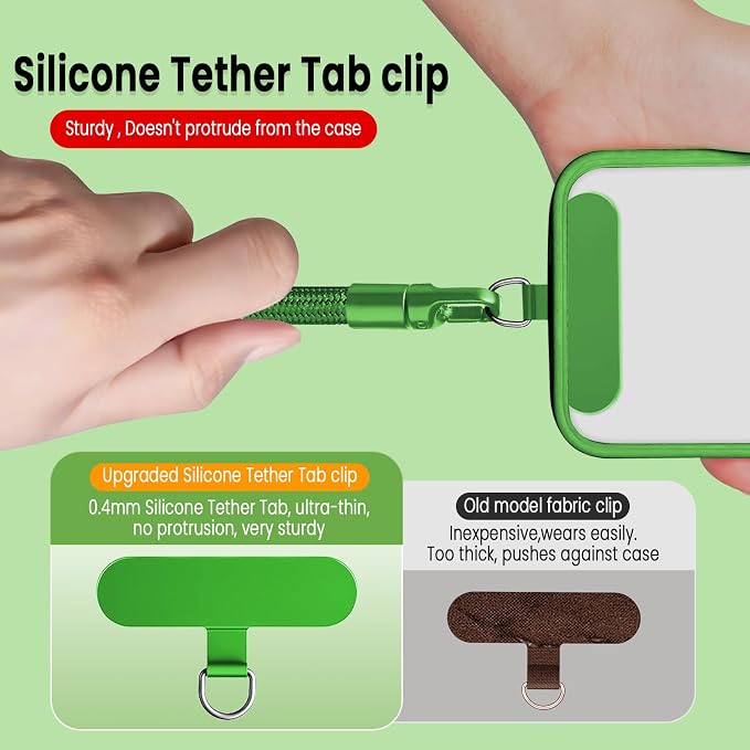 Phone Wrist Strap Lanyard Hand Universal Adjustable Phone Finger Grip Wristlet with 3 Patches Tether Anti Theft for iPhone 16 Pro Max 15 14 Charms for Keychain USB Flash Drive Wallet ID Name Tag Green - Image 4