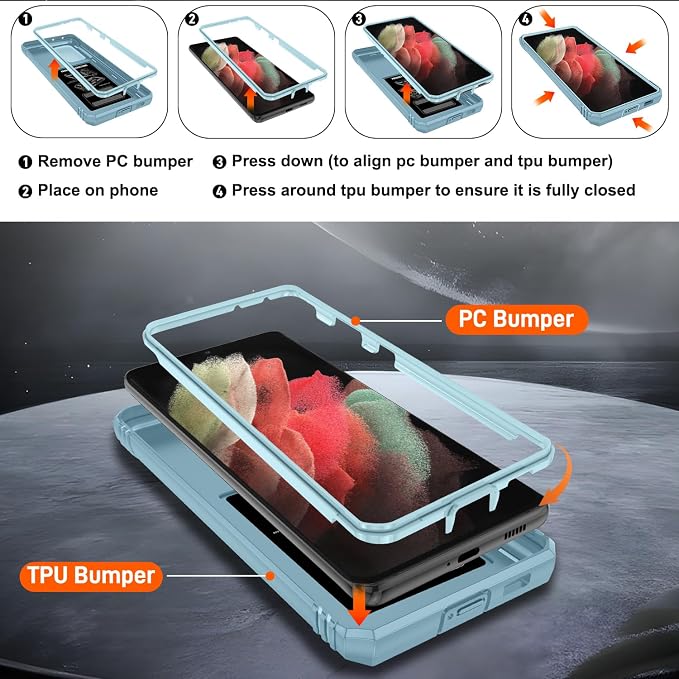 Gritup for S21 Ultra Case: Galaxy S21 Ultra 5G Case with Screen Protector*2 | Magnetic Stand & Slide Camera Cover | Shock Proof Military-Grade para Samsung S 21 Ultra Cover, Green - Image 4