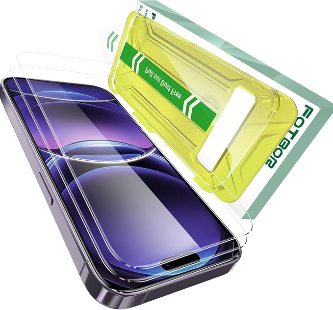 Fotbor 3 Pack for iPhone 14 Pro Max Screen Protector, Shock - Absorbing Pro Series Tempered Glass, [Precision - Align] Quickfit, Case Friendly by Fotbor