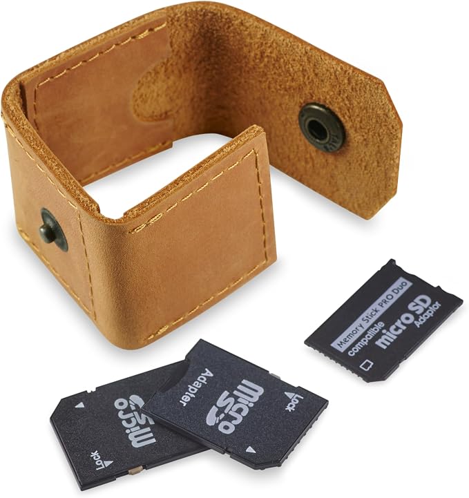 Leather SD Card Holder Keychain, SD Card Case Key Fob, Micro SD Card Holder Organizer, SD Card Storage Case, Memory Card Case Cover, Travel Memory Card Case (Vintage Brown) - Image 4