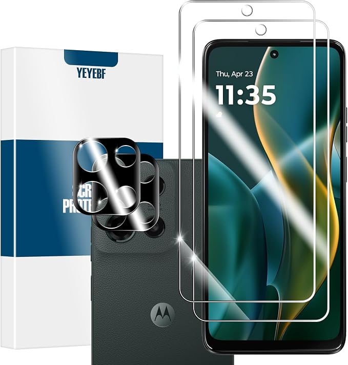 Moto G 2025/2026 Tempered Glass Screen & Lens Protector 2+2 Pack HD Clear | [Case Friendly] [Anti-Glare] [Bubble-Free] by YEYEBF