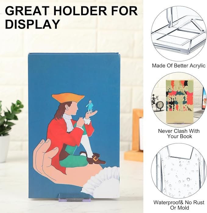 6 Pack Acrylic Book Stand for Display Adjustable, 4.2in H | Clear Display Holder Easel Collector Stand for Home Office, Back to School Comic Album CD Magazine Postcard Artworks - Image 4