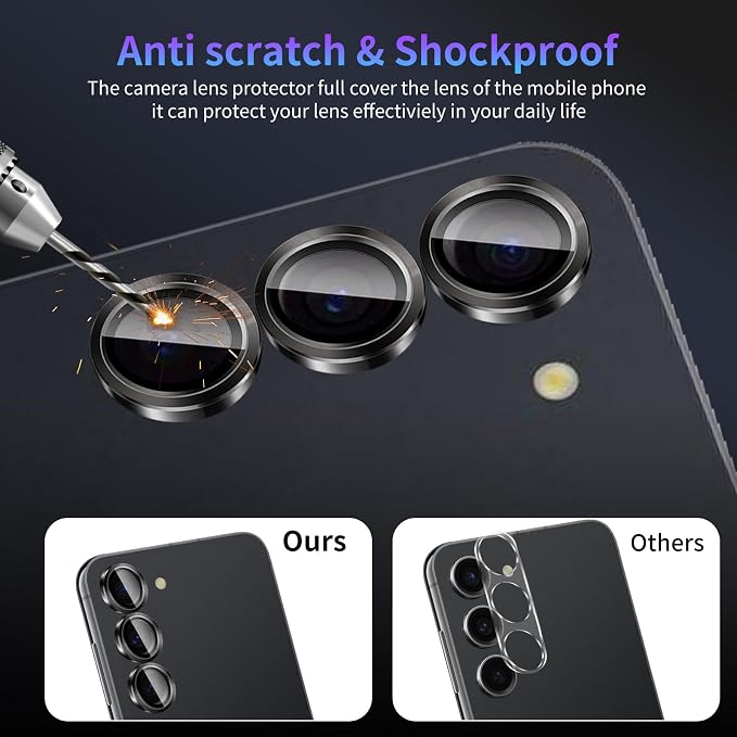 Camera Lens Protector for Samsung Galaxy S23/S23 Plus/S24,1 Pack | Tempered Metal Glass Camera Cover Film,HD Clear,Anti-Scratch Lens Screen Protector Film,Case Friendly,Black Titanium - Image 4