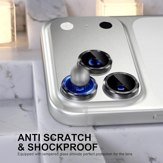 Choiche for iPhone 17 Pro/iPhone 17 Pro Max Camera Lens Protector | Ultra HD, 9H Tempered Glass Camera Cover Screen Protector Metal Ring Decoration Accessories (Black) - Image 3