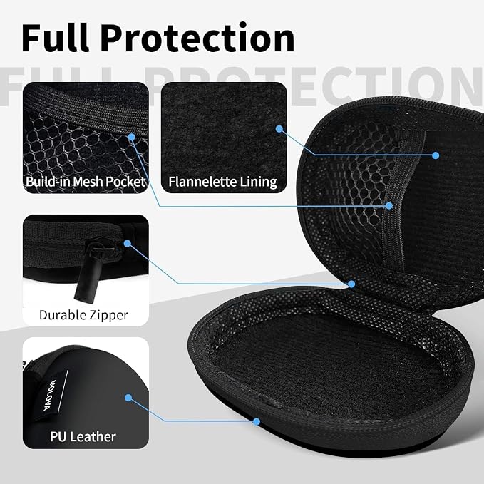 1 Pack Oval Earbud Case Storage Bag with Carabiner, Black | Portable EVA Carrying Case, For Wired/Wireless Headphones, SD Card Storage, Camera Chip - Image 5
