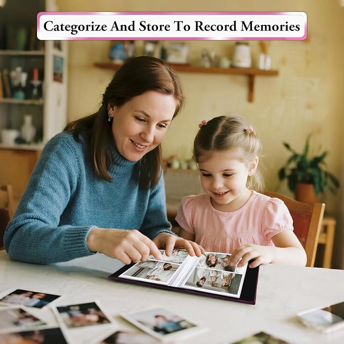 Photo Album 4x6,Linen Cover Slide-in Photo Album Book Can Holds 200 4x6 Photos with 50 Black Sheets for Baby Family Pictures Artwork or Postcards Storage (Purple) - Image 6