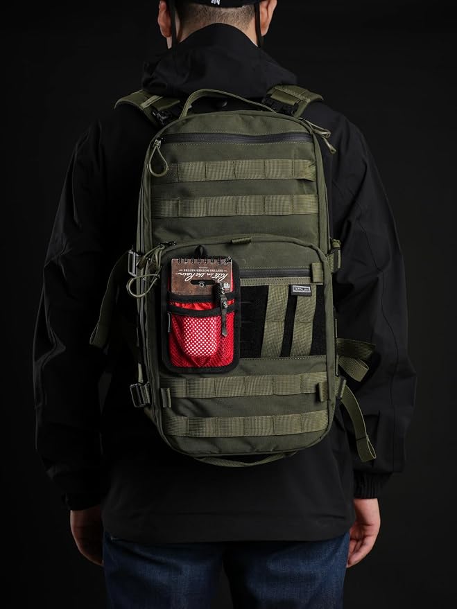 TACTICAL_GEEK TCM4 Mini EDC Organizer Board, Backpack Accessories with Smooth Hook Back Panel, Utility Admin Bag Insert Panel Modular Organizer with Open Pocket & Mesh Pocket (Red) - Image 6