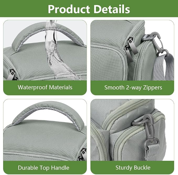 Ainiv DSLR Camera Bag, Large Waterproof Anti-Shock SLR Camera Case, Grey | Adjustable Shoulder Strap Camera Backpack, Portable Crossbody Single Shoulder Backpacks Compatible with Canon, Sony, Nikon - Image 5