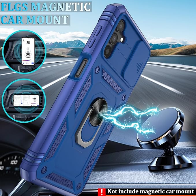 Gritup for Samsung Galaxy A13 4G Case with 2PCS Screen Protector, Build in 360° Rotating Ring Kickstand, Military Grade Protective Cover for A13 4G Phone, Blue - Image 6