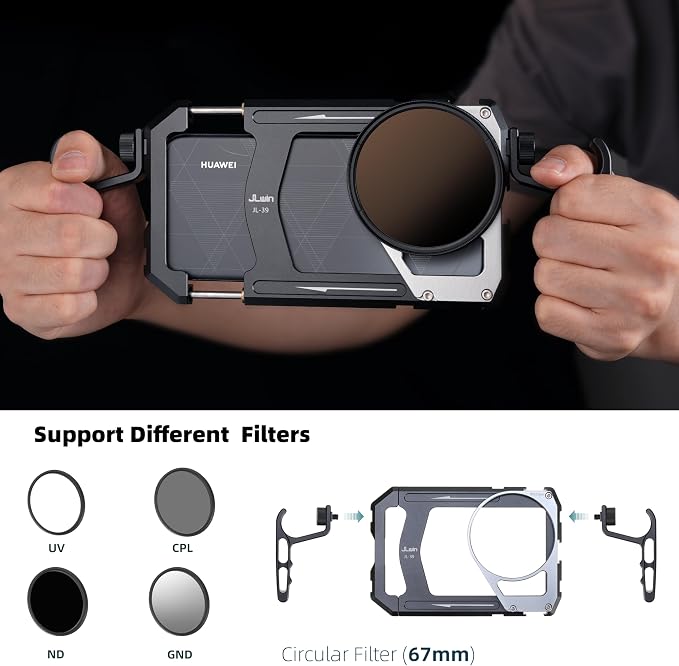 Fotga Universal Smartphone Cage Photo Video Stabilizer + Handles + 67mm Thread Filter Adapter for iPhone 17 16 15 14 Pro Max Samsung Cell Phone Vlog Live Stream Video Record + Cold Shoe Tripod Mount - Image 2