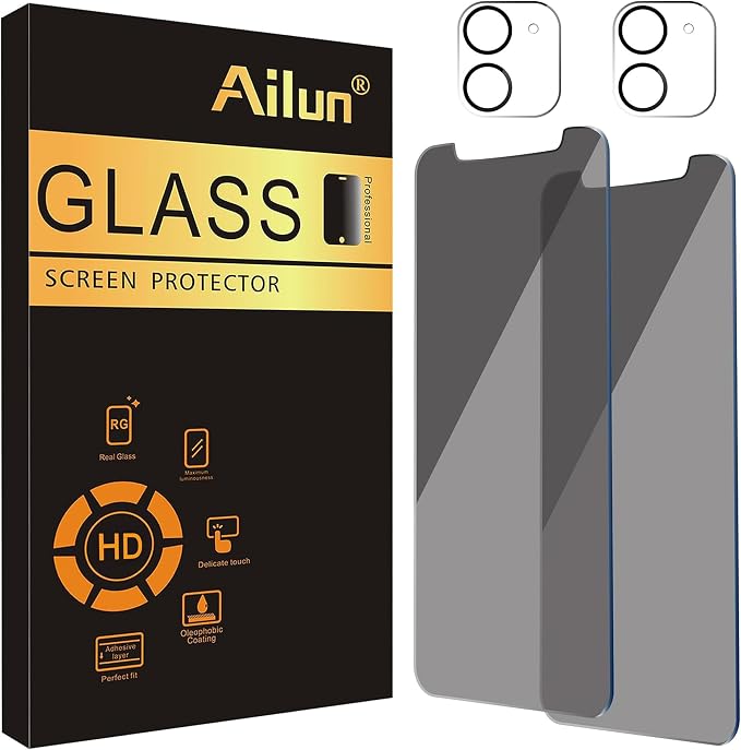 Ailun Privacy Screen Protector + Camera Lens Protector for iPhone 11 | 2 + 2 Pack, 6.1 Inch, Anti Spy Private Tempered Glass, High Difinication by Ailun