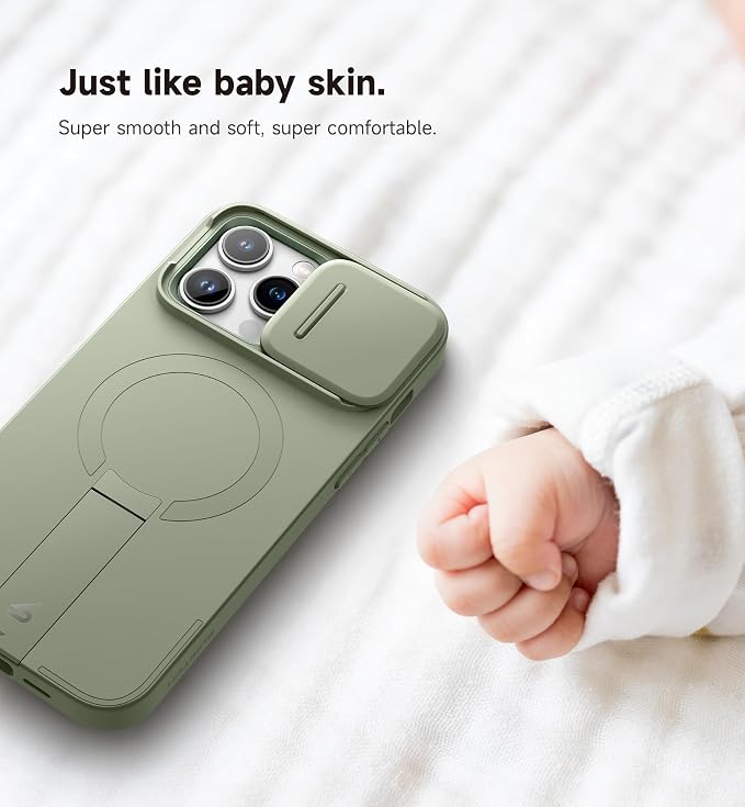 SURITCH for iPhone 14 Pro Max Case with Magnetic Camera Slide Cover and Adjustable Kickstand, Compatible with MagSafe, Shockproof Bumper Case Slim Protective Cover 6.7 Inch, Green - Image 6