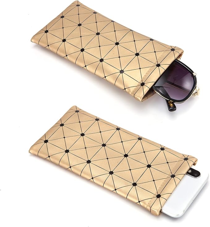 TRIUMPH VISION Eyeglass Case Glasses Case Soft Sunglass Pouch Sleeve 3 Pack | Slim Lightweight Alternative to Bulky Case, Leather Lined Protect Lens, Squeeze Easy to Use, Stylish Portable for Daily Use - Image 5