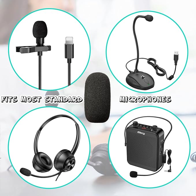 14-Pack Lavalier Microphone Foam Covers – 1.4" Windshields for Wireless Lapel Mics – Noise-Reducing Windscreens for Interviews, Podcasting, Vlogging, Video Recording - Image 6