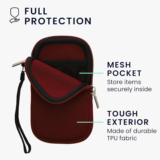 kwmobile Universal Phone Pouch Size M - 5.5" - Neoprene Smartphone Pouch with Zip - Water-Repellent Mobile Phone Case - Sleeve in Bordeaux - Image 3