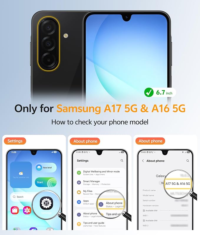 FNTCASE for Galaxy A17/A16 5G Phone Case, Fit for Magsafe, Screen Protector | Translucent Matte, 14FT Military Grade Drop Protection, Slim Shockproof Protective, for Samsung A 17 A 16 Cover, Black - Image 2