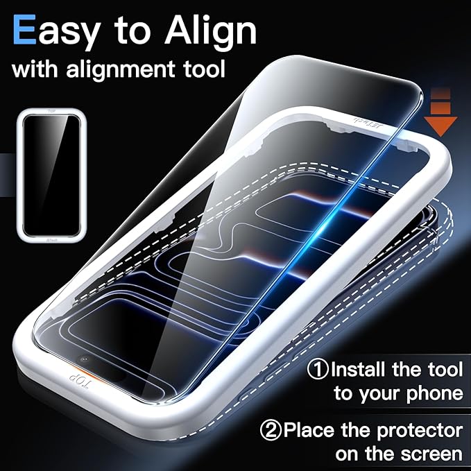 JETech Screen Protector for iPhone 17 Pro, 2+2 Pack | with Camera Lens Protector, HD Clear Tempered Glass, Anti-Scratch Protection, Easy Installation Tool - Image 4