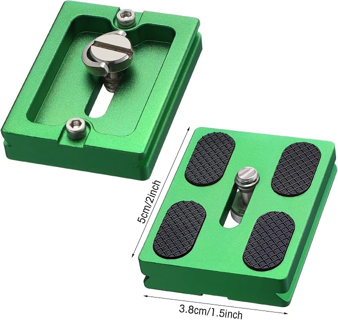 Frienda Quick Release Plate Tripod 1/4-20 DSLR,Pu50,Green | Tripod Mount Plate, Camera Tripod Mount for DSLR Camera Tripod Ball Head , Metal, 1.9 x 1.5 x 0.4 Inch - Image 2