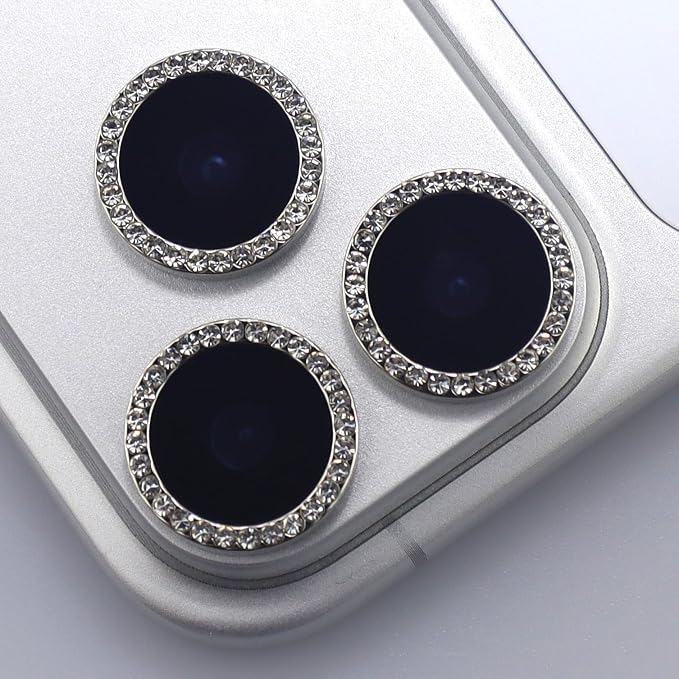 BONVAN for iPhone 17 Pro / 17 Pro Max Camera Lens Protector Bling Glitter Diamond Metal Crystal Tempered Glass Screen Accessories Rhinestones Lens Cover for iPhone 17 Pro/Pro Max (Silver) - Image 4