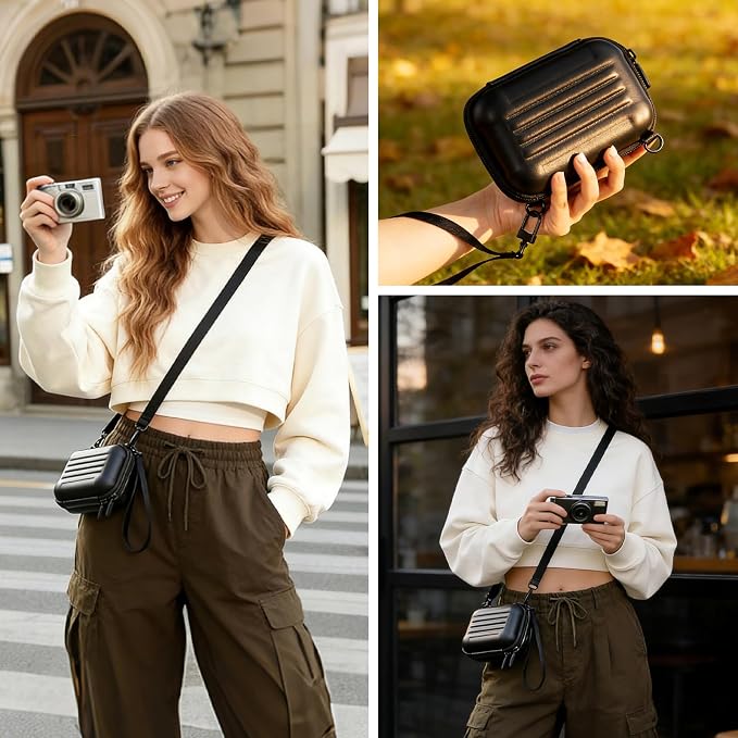 Cwatcun Hard Camera Case, Compact Digital Camera Sling Bag for Canon/Sony | Fits KODAK PIXPRO,Canon PowerShot,Sony DSC.Hard EVA shell,waterproof,shockproof,wristband+strap,mesh pocket. - Image 9