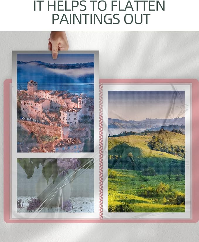 SXhyf A3 Diamond Painting Storage Book 16.5x12.1in for Display 60 Pages | 30 Pages Clear Sheet Protectors, Large Portfolio Folder for Artwork, Document, Organizer (Pink, A3-16.5 x 12.1 in) - Image 6