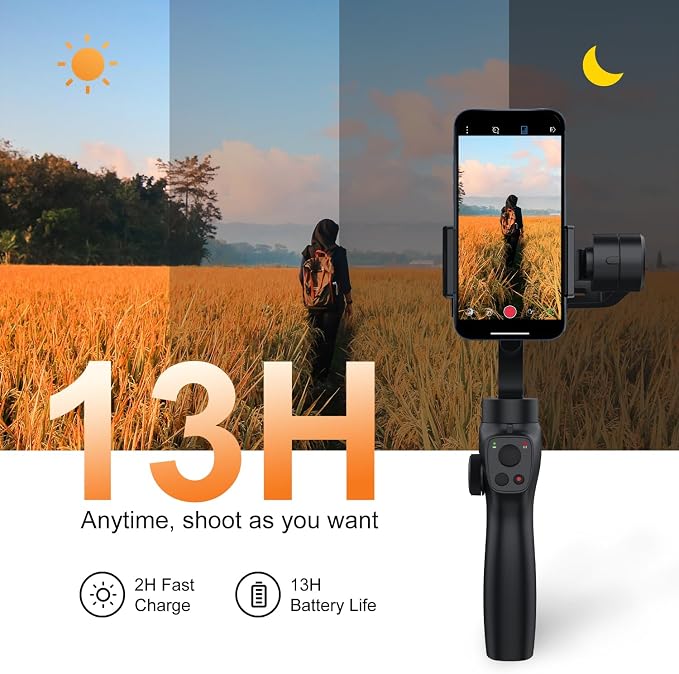 Gimbal Stabilizer for iPhone, Phone Gimbal w/Focus Wheel Face Tracking for 16 15 Pro Max Android 3-Axis Phone Stabilizer for Video Recording Vlog - Image 6