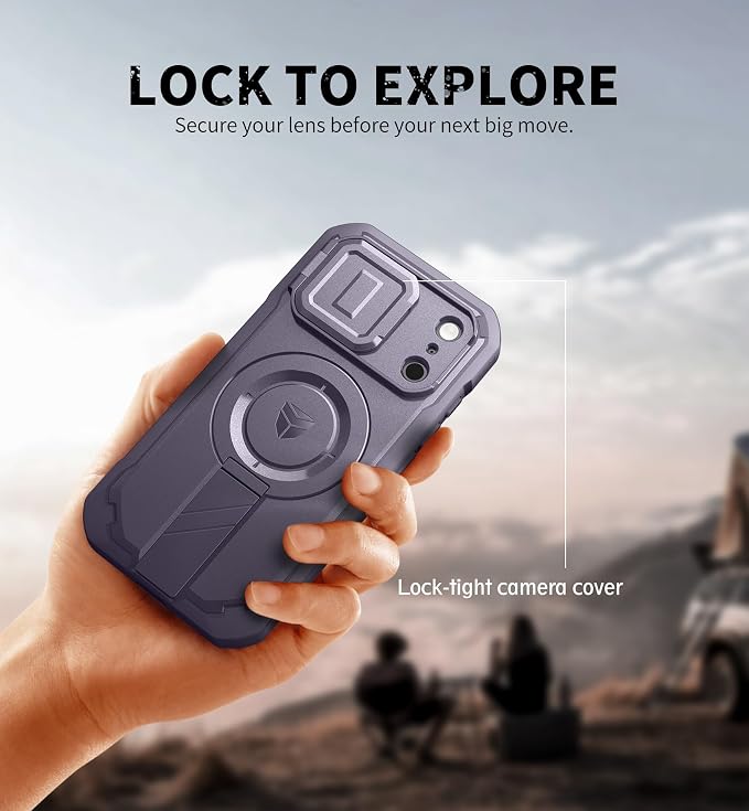 Dexnor for iPhone 17 Pro Case, [Built-in Flip Camera Cover & Camera Control Cover & Kickstand], Compatible with MagSafe, Heavy-Duty Rugged Shockproof Magnetic Phone Cover, 6.3 inch Phantom Purple - Image 4
