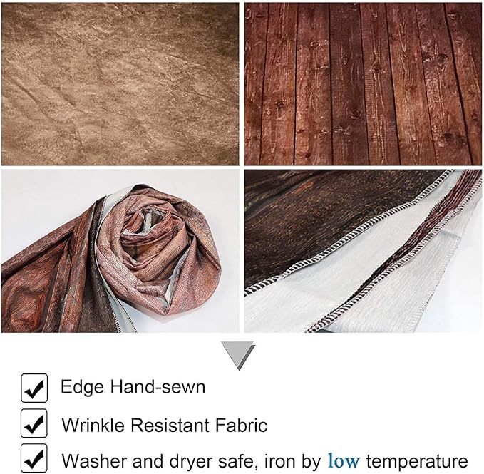 Allenjoy 5x7ft Soft Fabric Brown Wall with Wooden Floor Photography Backdrop Newborn Baby Photoshoot Abstract Portraits Photo Photographer Background Props - Image 3