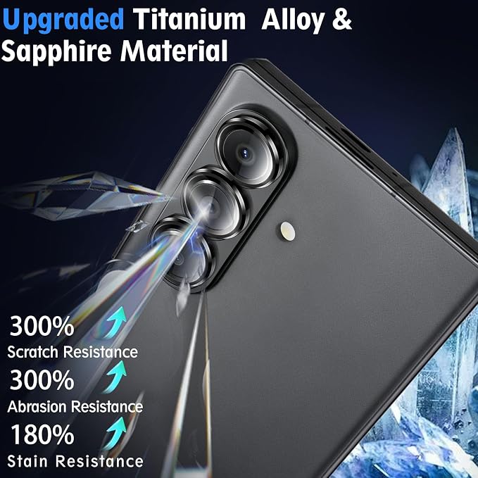 SiHPuoy Camera Lens Protector for Samsung Galaxy Z Fold 8 Ultra, Black | 9H+ Tempered Glass, Military Grade Shatterproof,Anti-Scratch, Case Friendly,HD Metal Camera Cover,Does not Affect Night Shots - Image 3