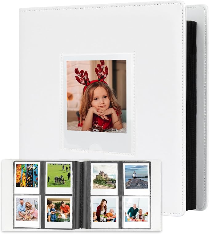 Veicevol 256-Pocket Album for Polaroid i-Type, 600 & SX-70 Photos, White | Designed for Fujifilm Instax Wide Photos, Water-Resistant PU Leather Cover, Front Window, Securely Holds Up to 256 Photos by VEICEVOL