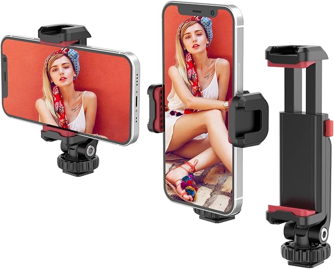 ULANZI ST-06S Phone Tripod Mount, Universal Phone Mount w 2 Cold Shoe | 1/4" Screw, 360° Rotates 180° Tilts, Adjustable Cellphone Clip Clamp Holder for Tripod, Camera, iPhone 17/16/15, Android - Image 8