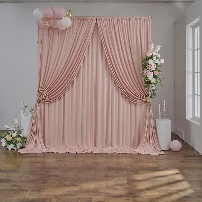 10 ft x 10 ft Dusty Pink Backdrop Curtains for Parties, Wrinkle Free Dusty Pink Photography Backdrop Drapes for Wedding Boys Birthday Baby Shower Bridal Shower Party by Outpain