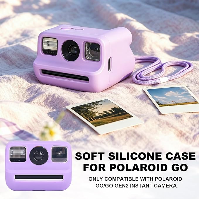 Silicone Case for Polaroid Go/Go Gen 2 Instant Print Camera, Purple | Protective Cover for Polaroid Go, Soft Silicone Case, Travel Cover Storage Bag, Wrist Strap, All-Round Protection, No Camera - Image 2