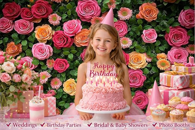 7X5ft Floral Backdrop for Photography Valentine's Day Backdrop Wedding Backdrops Spring Flower Photography Backdrop Mother's Day Backdrops for Photographers Studio Props 049 - Image 5