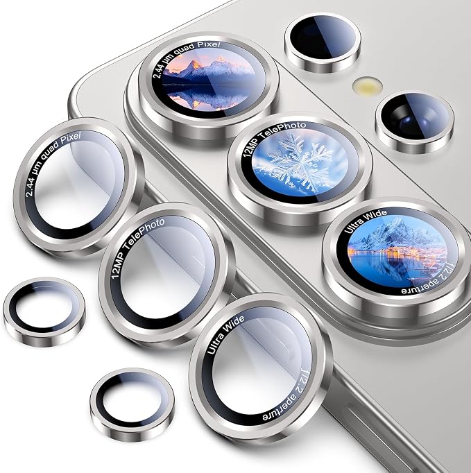 Uyiton for Samsung Galaxy S26 Ultra Camera Lens Protector, Unique Design | Case-Friendly, Ultra-Thin, Military-Grade Sapphire Glass with Aluminum Metal Rear Camera Screen Cover, Silver Shadow - Image 9