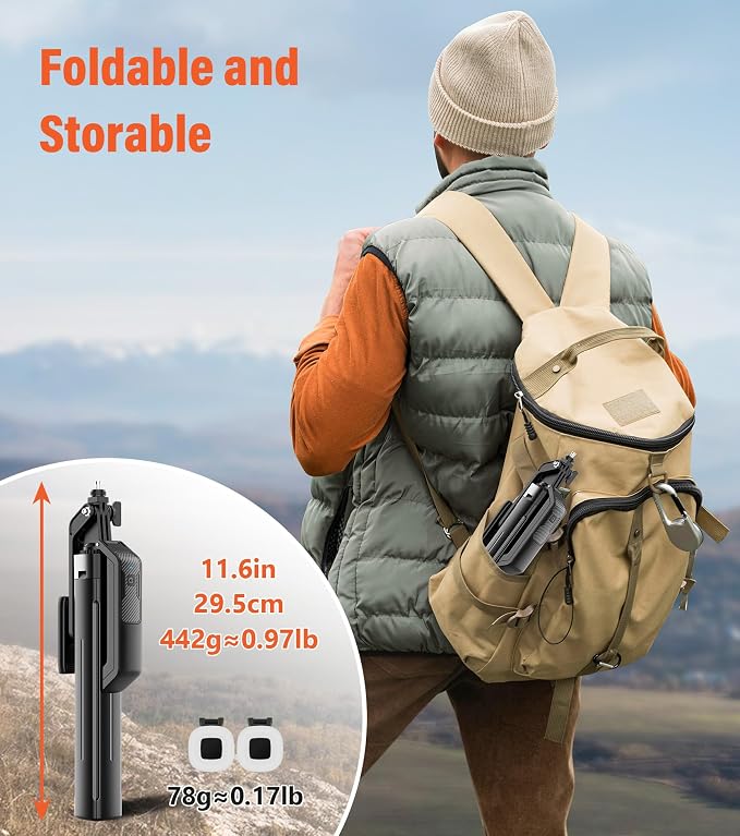 Selfie Stick Phone Tripod - 71 inch Tall Cell Phone Holder with Detachable Wireless Remote and 2 LED Lights for Recording, Video and Picture, Phone Stand for iPhone, Android, Camera & Gopro - Image 8
