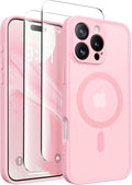 CAPRARO for iPhone 16 Pro Max Case, Compatible with MagSafe | Upgraded [Full Camera Protection] Protective Translucent Matte Women Girl Magnetic Phone Case Cover, Peach Pink by CAPRARO