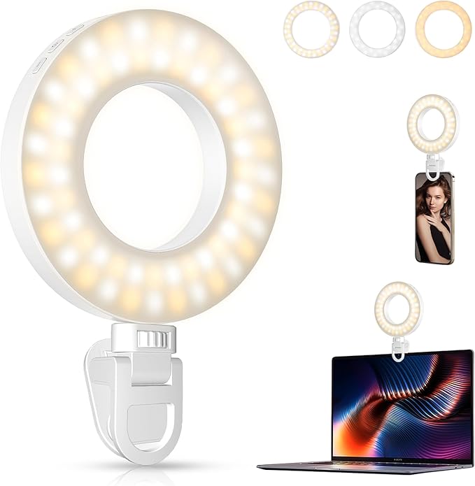 Selfie One Pro - Ring Light for Phone, iPhone, Android or Laptop | 3 Adjustable Light Modes | Rechargeable Batteries | Removeable Clip | Perfect for Beauty, Influencers, Creators - Image 2