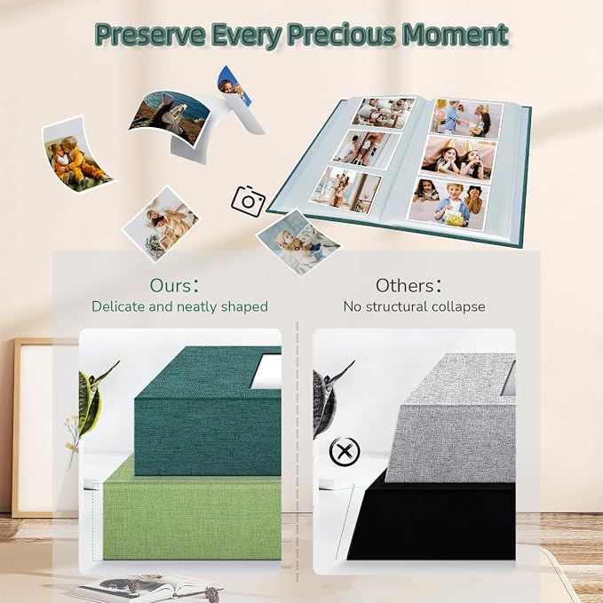 popotop Photo Album 4x6-300 Photos Linen Cover Photo Books with 300 Horizontal Pockets,Slip-in Picture Albums for Family Wedding Anniversary Baby Vacation Pictures - Image 5