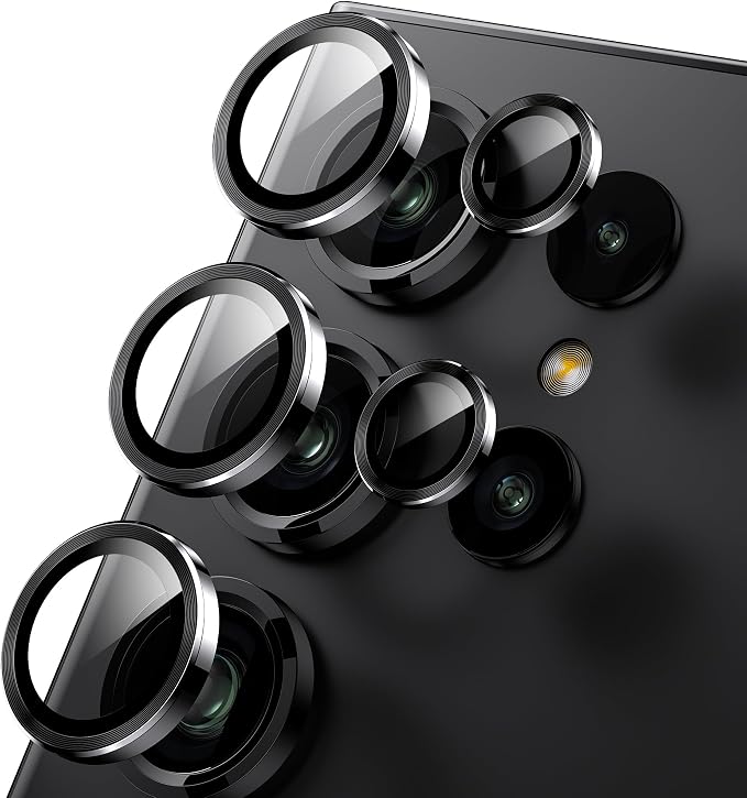 WSKEN for Samsung Galaxy S24 Ultra Camera Lens Protector - Ultra Thin | Case Friendly, 9H Shatterproof Tempered Glass, Anti Scratch Metal Circle, Camera Screen Protector Cover Accessories, Black by SmartProtectionGreenerFuture