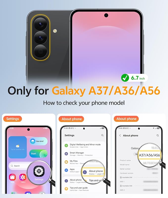 FNTCASE for Galaxy A37/A36 5G Phone Case, Fit for Magsafe, Screen Protector | Translucent Matte Magnetic Back, 14FT Military Grade Drop Protection, Shockproof Protective, for Samsung A37 Cover, Black - Image 2