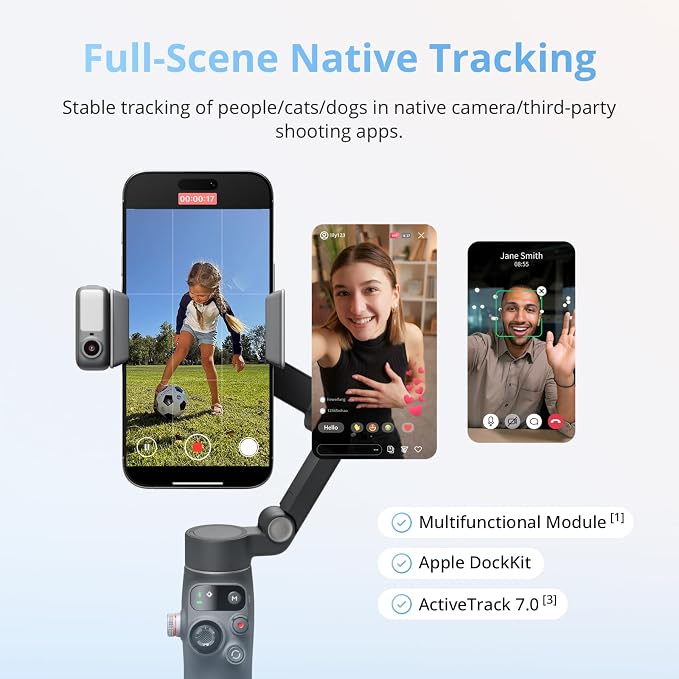 DJI Osmo Mobile 8 + Mic Mini Transmitter (Infinity Black) | Gimbal Stabilizer for phone, AI Native Tracking with Audio & Lighting, 360° Pan Rotation, Built-in Extension Rod & Tripod - Image 2