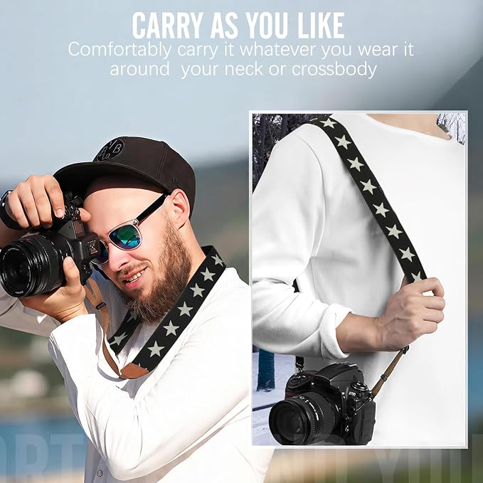 MoKo Camera Strap Compitable with Canon/Sony/Nikon/Minolta/Panasonic/DSLR | Cotton Vintage Camera Strap,Adjustable Neck Shoulder Strap,for Camcorder,Binoculars,for Adults Kids, Pentagram - Image 6