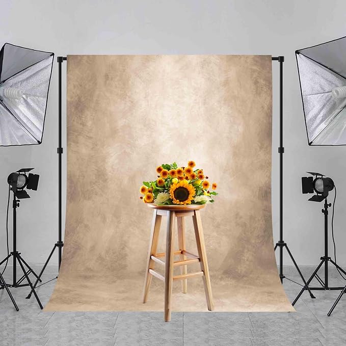 Beige Photography Backdrops Cream Colour Backdrop Vintage Headshot Portrait Photo Props Booth Background Photoshoot Studio Light Tan Texture Abstract Photo Backdrop(8x10ft,Beige) - Image 3