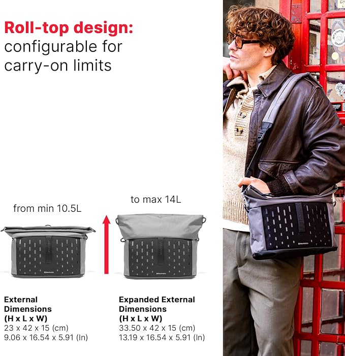 Manfrotto Uncover Camera Messenger Bag 12L, Expandable Roll-Top | Photography Shoulder Bag for Compact Mirrorless & DSLR, 11" Tablet Compartment, Everyday Travel Bag - Image 2
