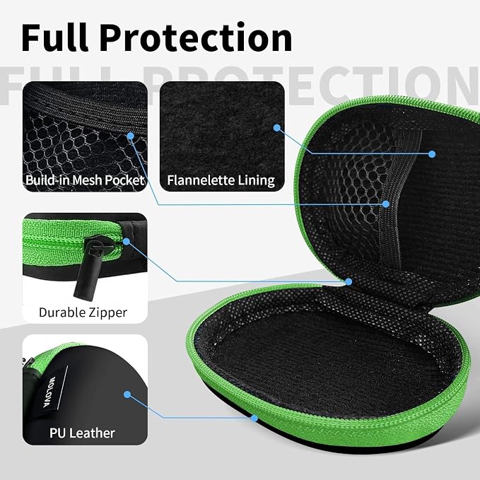 1 Pack Oval Earbud Case Storage Bag with Carabiner, Green | Portable EVA Carrying Case, For Wired/Wireless Headphones, SD Card Storage, Camera Chip - Image 5