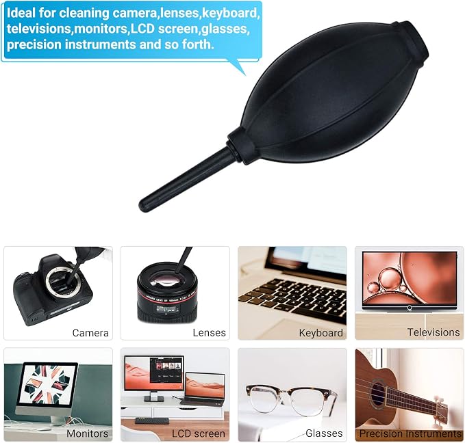 Soft Tip Silicone Super Air Blower Blaster Pump Dust Cleaner Include Micro Fiber Cleaning Cloth, Bulb Blower for Digital SLR Lens Sensor LCD Screens Musical Instruments Keyboards Telescope Filters - Image 5