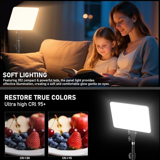 30W Upgraded Photography Lighting Kit, Anautin 1-Pack LED Video Lighting for Video Recording, 3700Lux Studio Lights with Tripod Stand for Photography, Streaming, Gaming, Podcast, Filming, Vlogging - Image 2