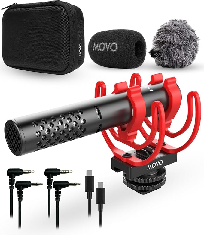 Movo X1-Mini Video Shotgun Mic for Camera - Supercardioid 3.5mm/USB-C Analog/Digital Camera Microphone for DSLR, iPhone and Android Smartphones, Computers - Compatible with Canon EOS, Nikon, Sony by Movo