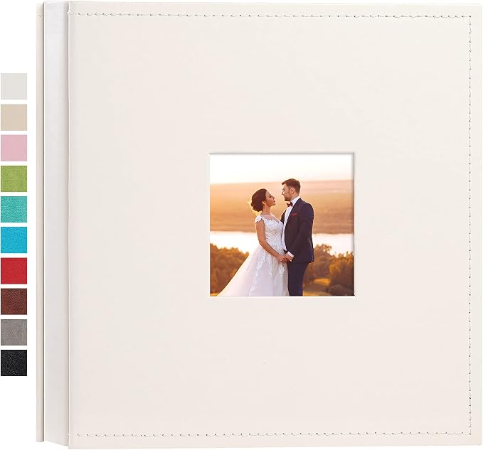 potricher Small Photo Album 4x6 200 Photos, Leather Cover, White | Leather 4x6 Picture Album with 200 Horizontal Pockets, Photo Book for Family, Wedding, Anniversary, and Baby by potricher